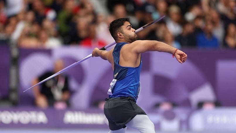 Photo: X | Defence News Of India : Indian javelin thrower Navdeep Singh at the Paris Paralympics 2024.